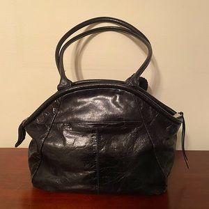 Black Vintage Leather HOBO shoulder bag.